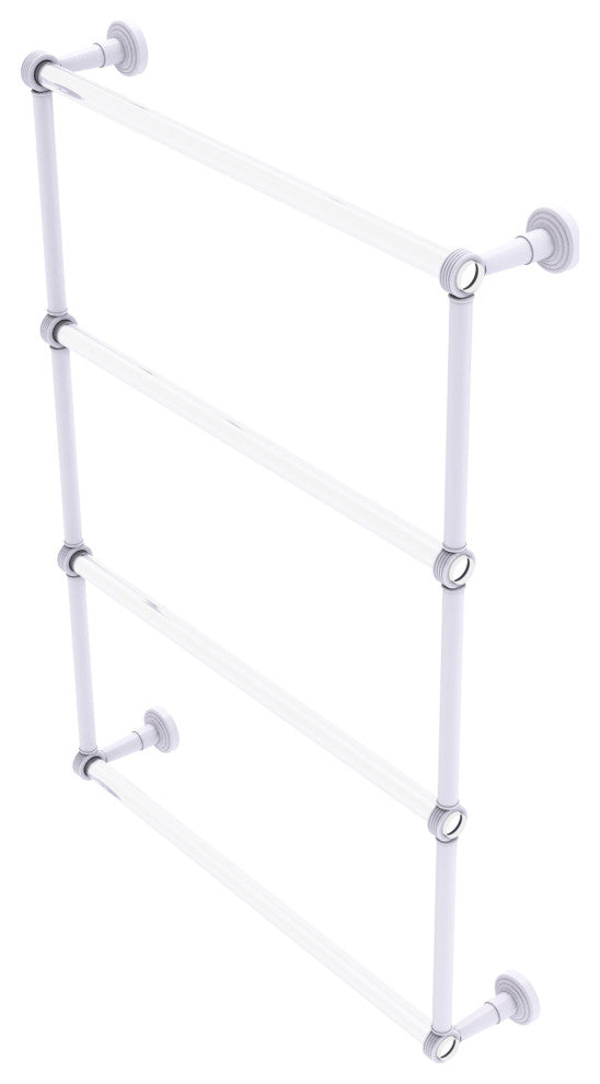 Pacific Beach 4 Tier 24" Ladder Towel Bar with Groovy Accents, Matte White