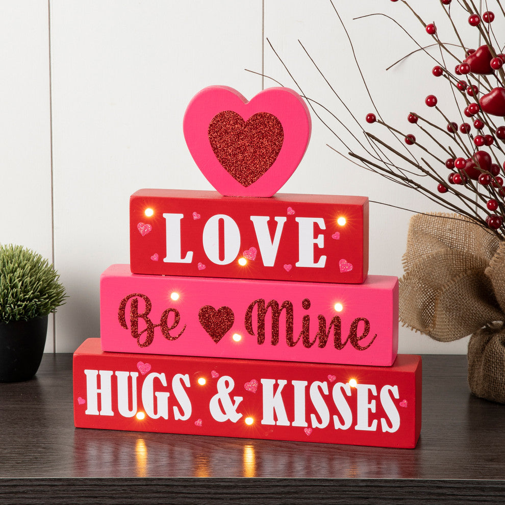 11.25" Lighted Valentine's Wooden Block Table Sign