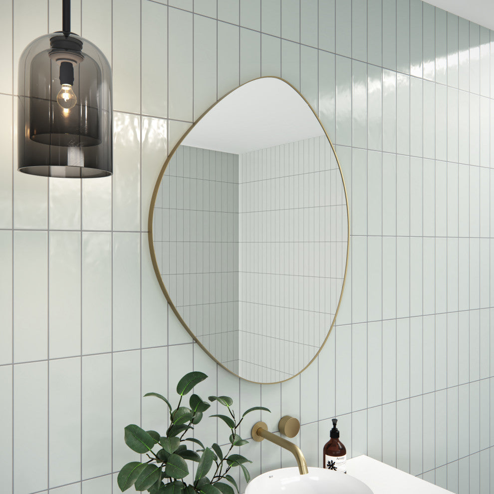 Starla 28 in. x 36 in. Pebble Mirror, Satin Brass
