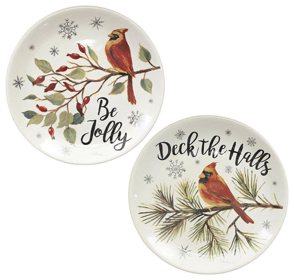 Tabletop Cardinal Dessert Plate Ceramic Christmas Red Bird C46004257 Jolly