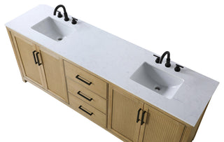Home Living 84" Double Bathroom Vanity, Linen Oak