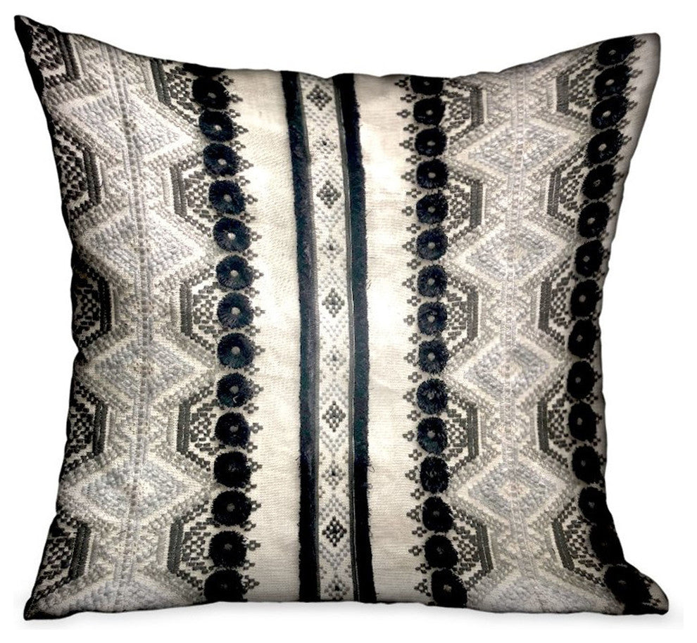 Plutus Scandanavian Stripe Black, White Geometric Luxury Throw Pillow, 20"x20"