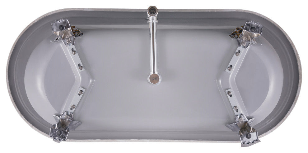 67" Acrylic Clawfoot Roll-Top Soaking Bathtub, Gray