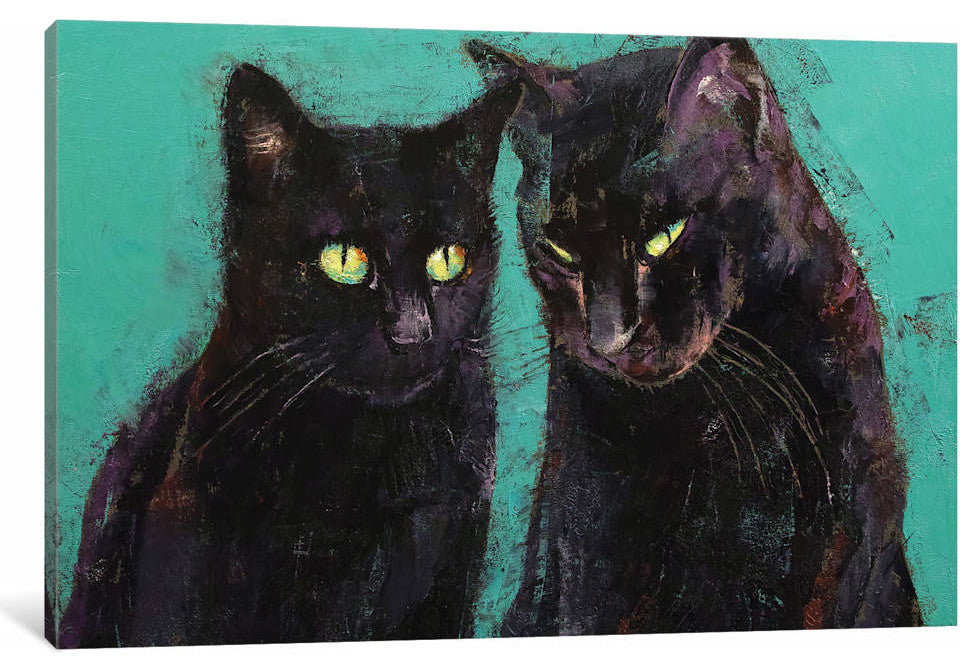 "Two Black Cats" by Michael Creese Canvas Print, 12"x18"