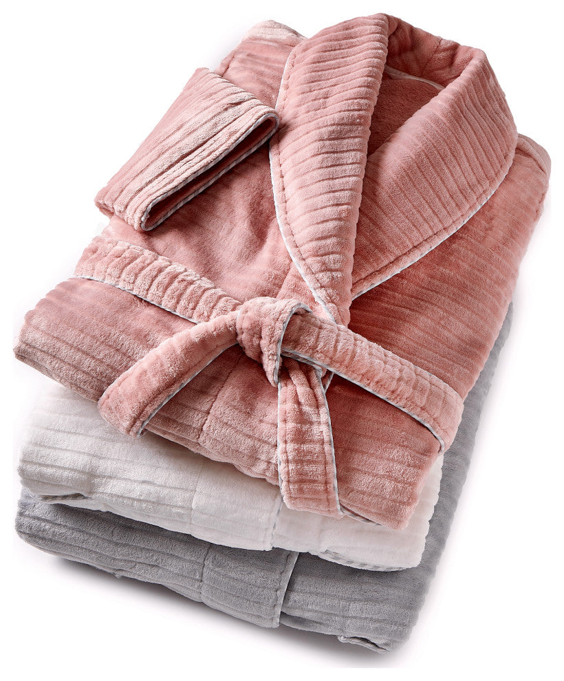 Well Being By Sunham Plush Robe, Grey, Large