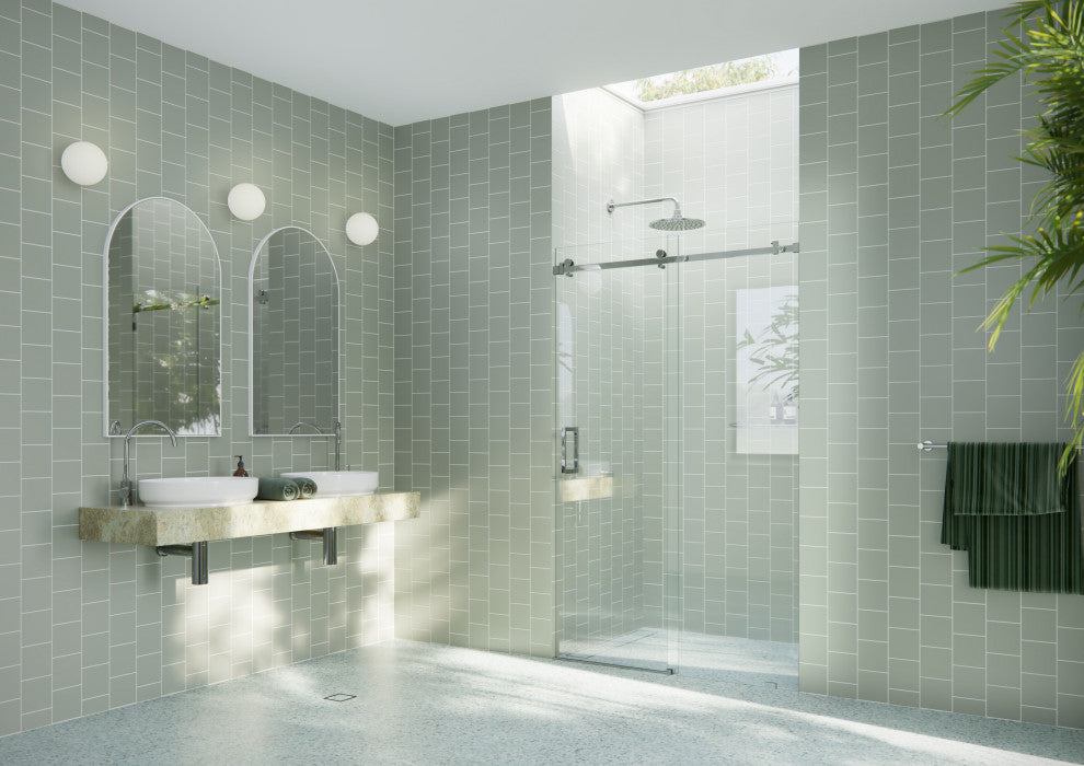 44-48"x78" Frameless Sliding Shower Door With Square Hardware, Polished Chrome
