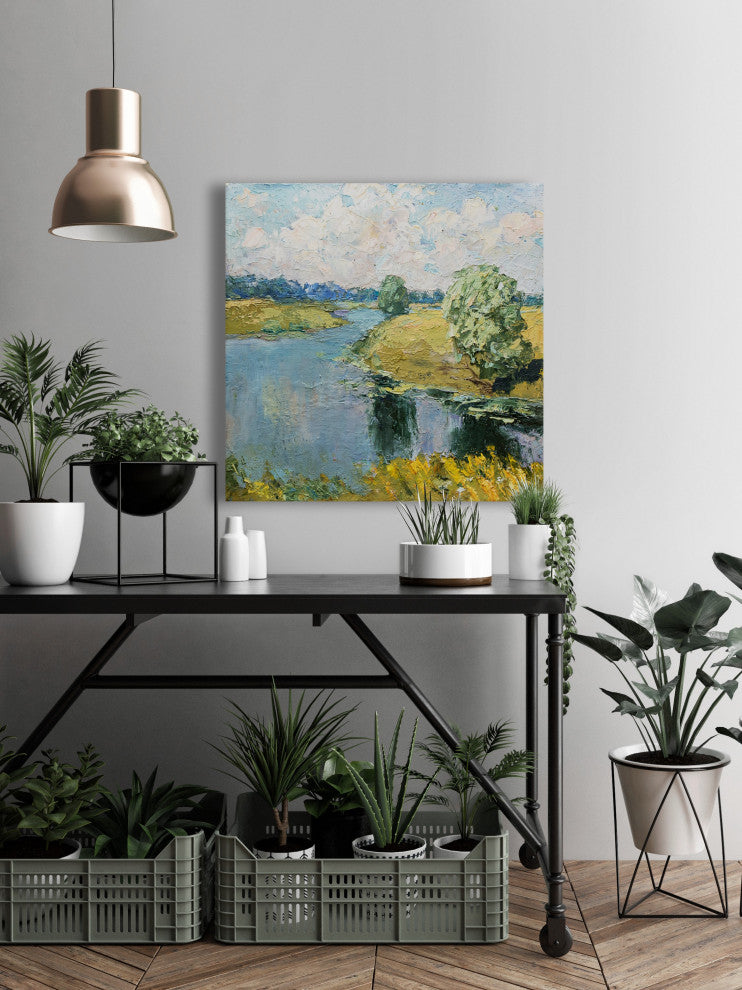 "River Runs Through" Painting Print on Wrapped Canvas, 24x24