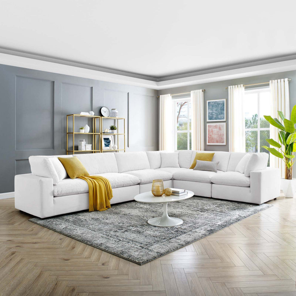 Sectional Sofa Set, Velvet, White, Modern, Living Lounge Hotel Lobby Hospitality