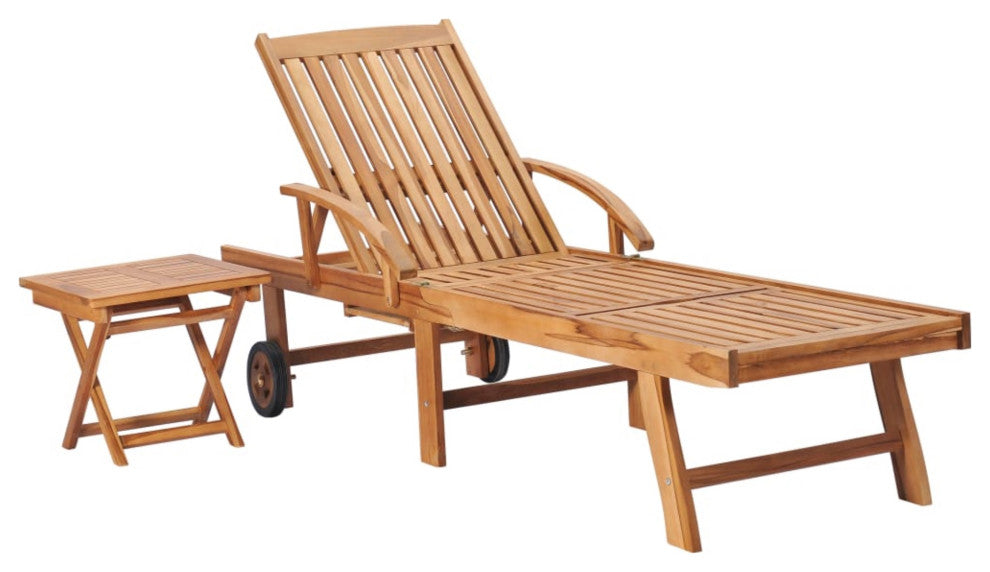 Vidaxl Sun Loungers 2-Piece Set With Table Solid Teak Wood