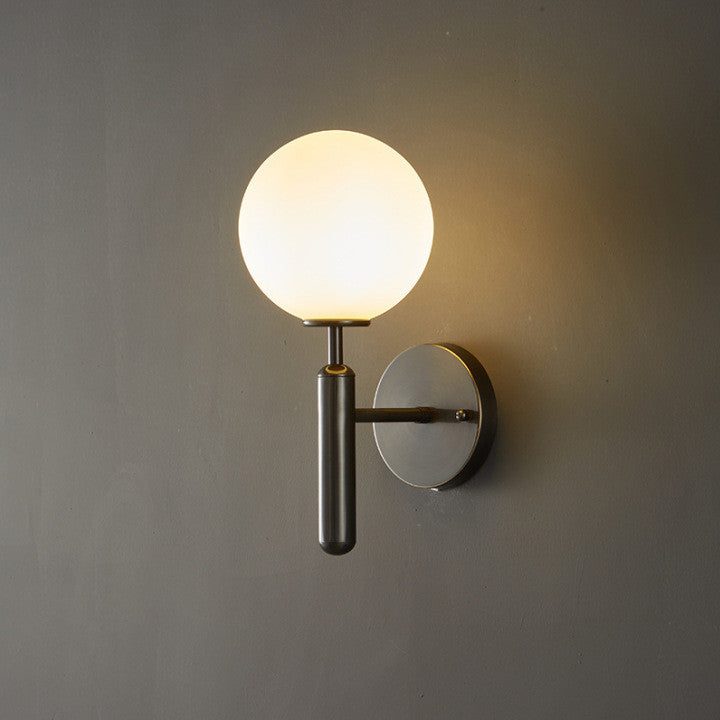 Modern Glass Wall Lamp in the Ball Shape, Living Room, Bedroom, Black, White, Warm Light