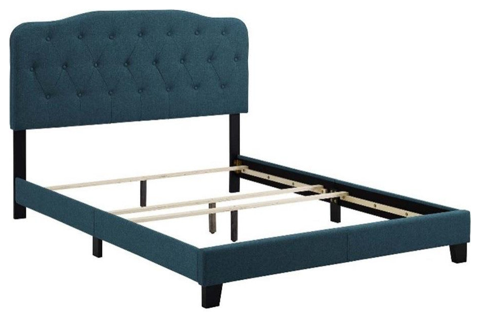 Modway Amelia Queen Upholstered Polyester Fabric Bed in Azure Blue Finish