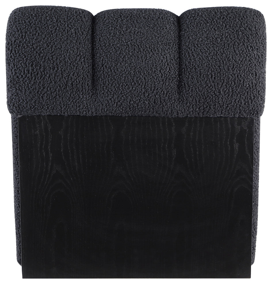 Swoon Faux Sheepskin Upholstered Accent Chair, Black, Black Oak Veneer