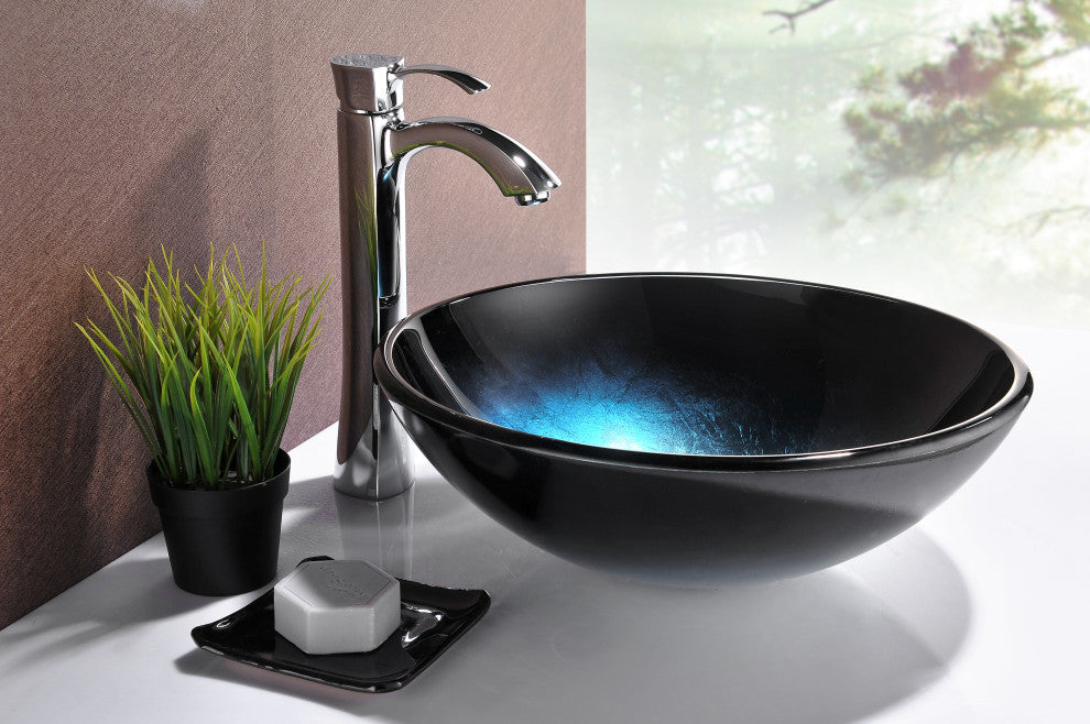 ANZZI Tara Series Tempered Glass Bathroom Vessel Sink