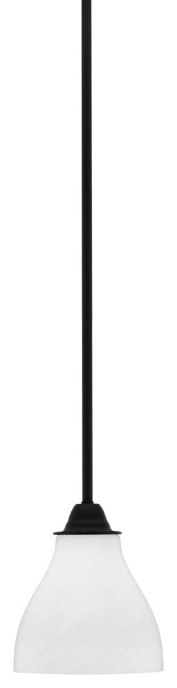 Paramount Mini Pendant, Matte Black, 6.25" White Marble Glass
