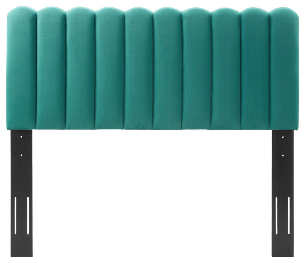 Headboard, Full Queen Size, Velvet, Teal Blue, Modern Contemporary, Bedroom