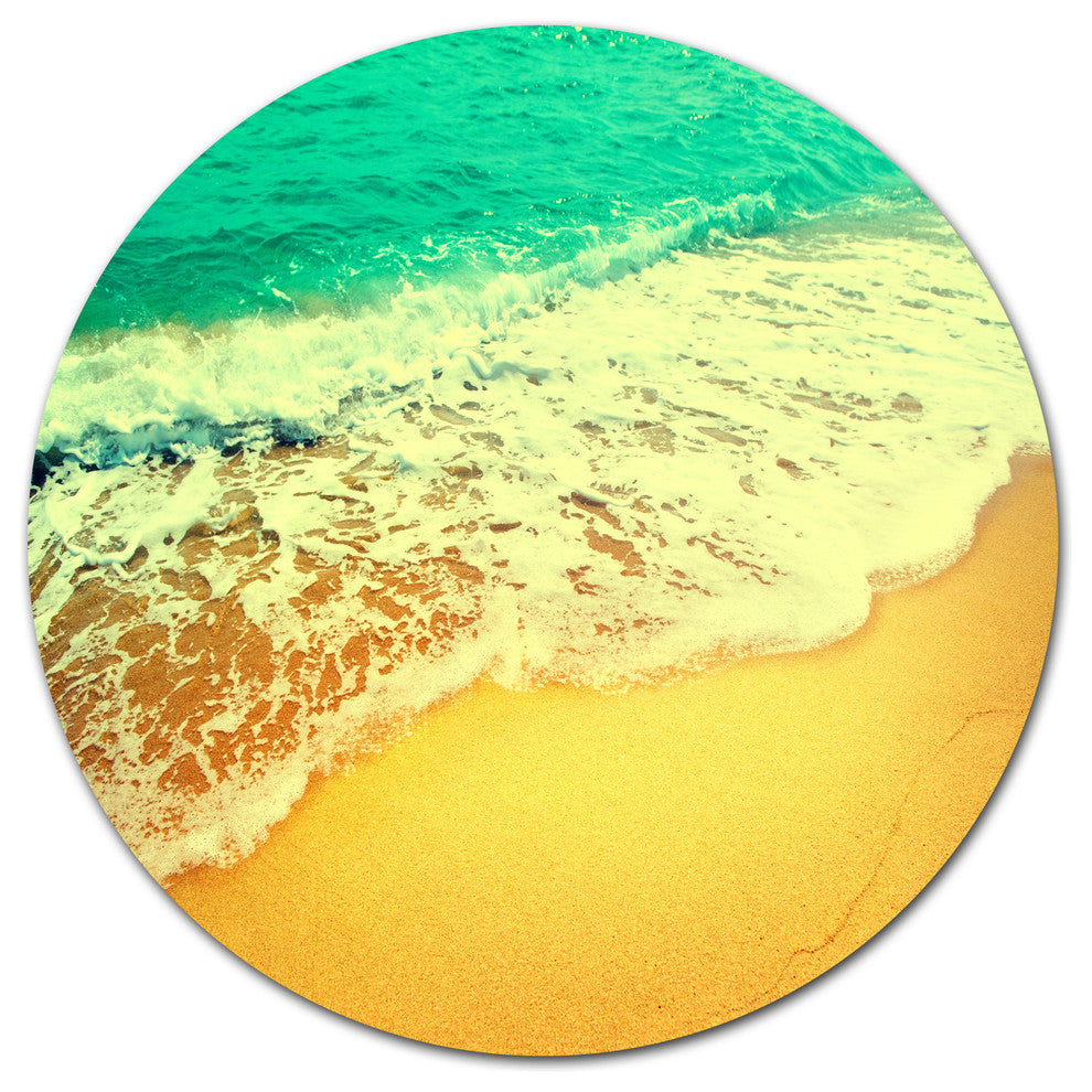 Beautiful Sea Summer Background, Seashore Disc Metal Artwork, 23"