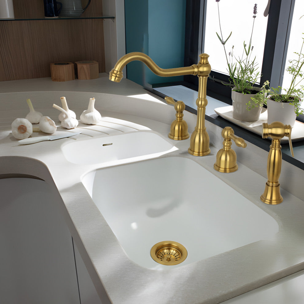 Copper Kitchen Sink Stopper for 3.5" Standard Strainer Drain, Brushed Gold