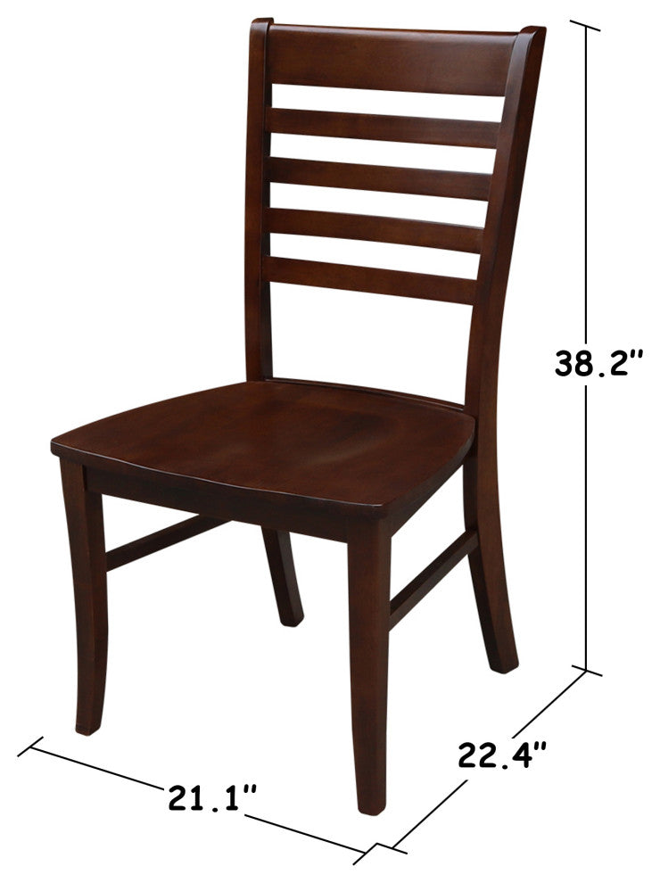 Set of Two Roma Ladderback Chairs, Espresso