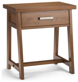 Wood 24 Inch Wide Bedside Nightstand Table In Medium Saddle Brown