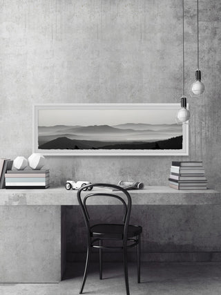 "Foggy Mountains" Framed Painting Print, 30x10