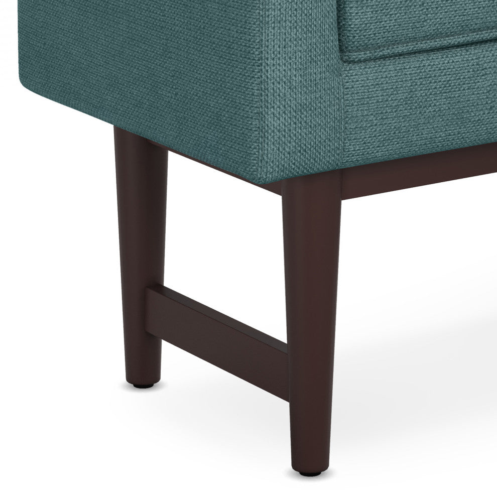 Scott Solid Hardwood Small Ottoman Bench, Smoky Teal
