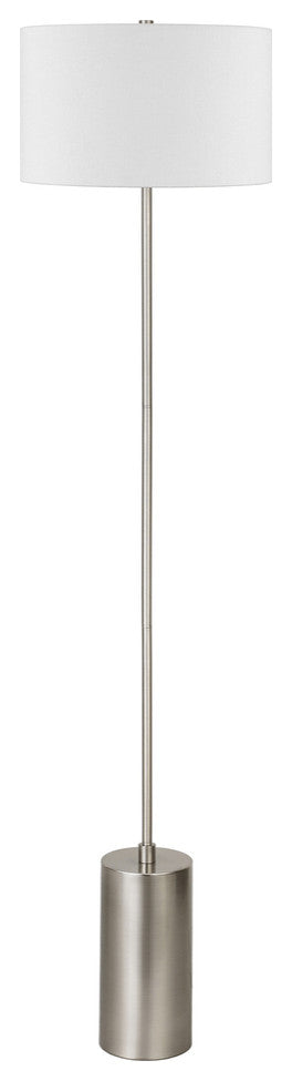64" Nickel Traditional Shaped Floor Lamp With White Frosted Glass Empire Shade