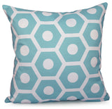 Geometric Decorative Outdoor Pillow, Aqua, 18"x18"
