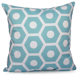 Geometric Decorative Outdoor Pillow, Aqua, 18"x18"