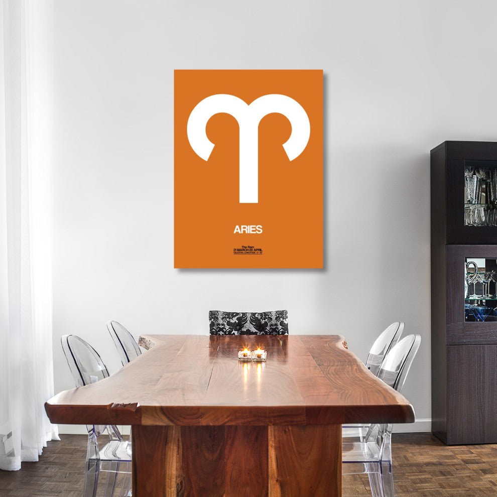 "Aries Zodiac Sign White on Orange" Fine Art Print