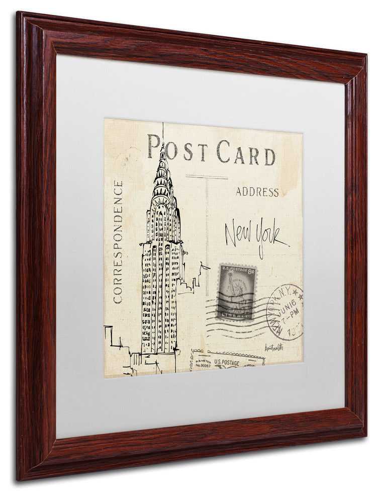'Postcard Sketches I' Matted Framed Canvas Art by Anne Tavoletti