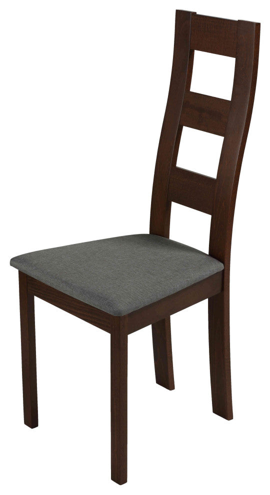 Cortesi Home Cuadro Dining Chair in Charcoal Fabric, Walnut, Set of 2