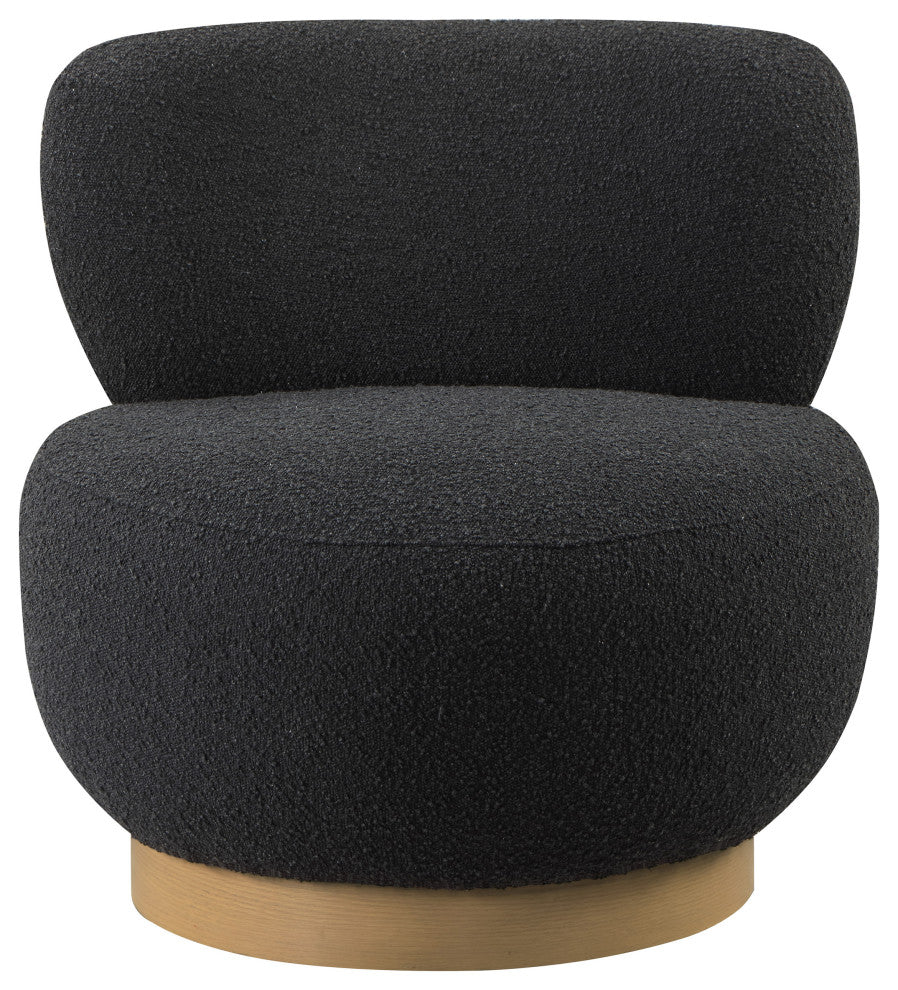 Calais Accent Chair, Black, Natural Oak Veneer Base
