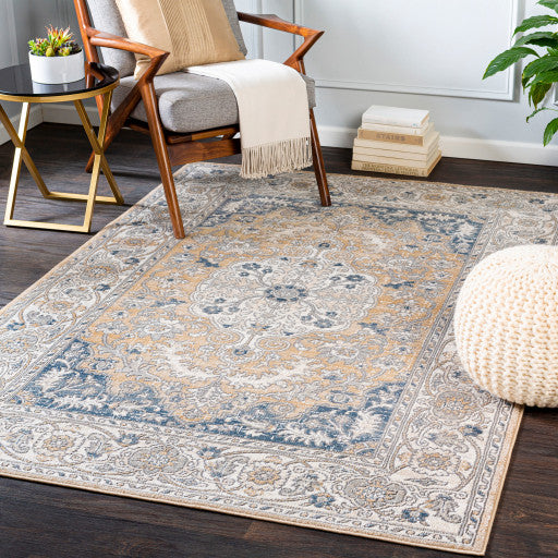 Surya Seattle STA-2308 6'7"x9' Rug, Medium Gray/Khaki/Denim/White