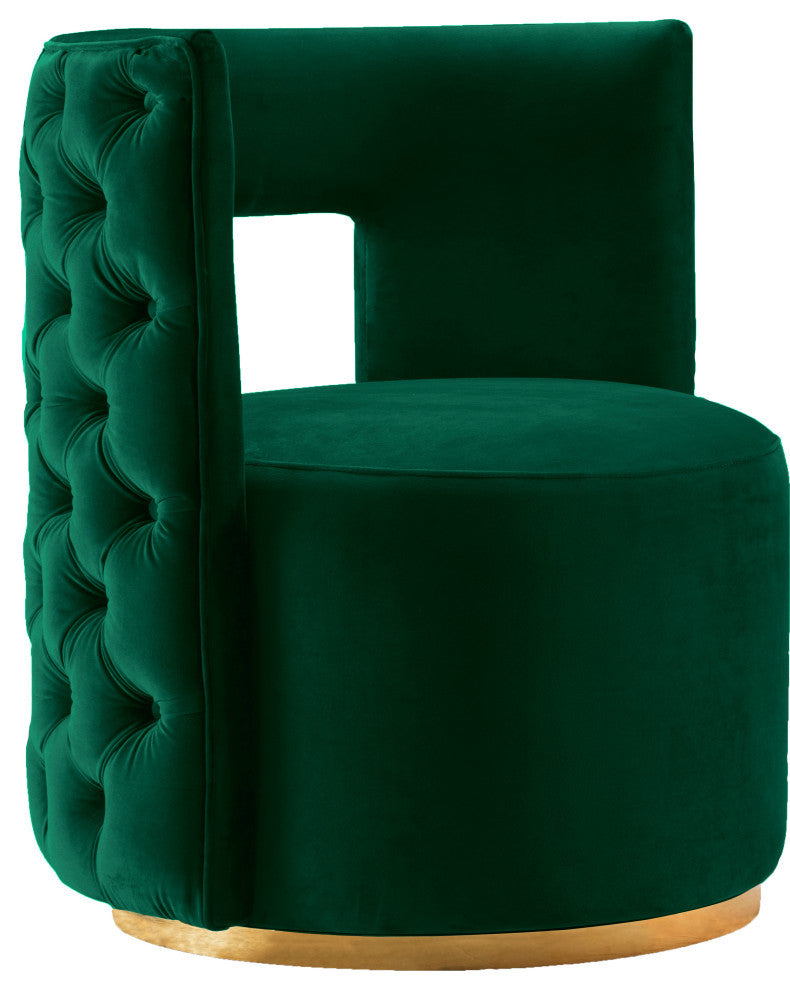 Theo Velvet Upholstered Accent Chair, Green