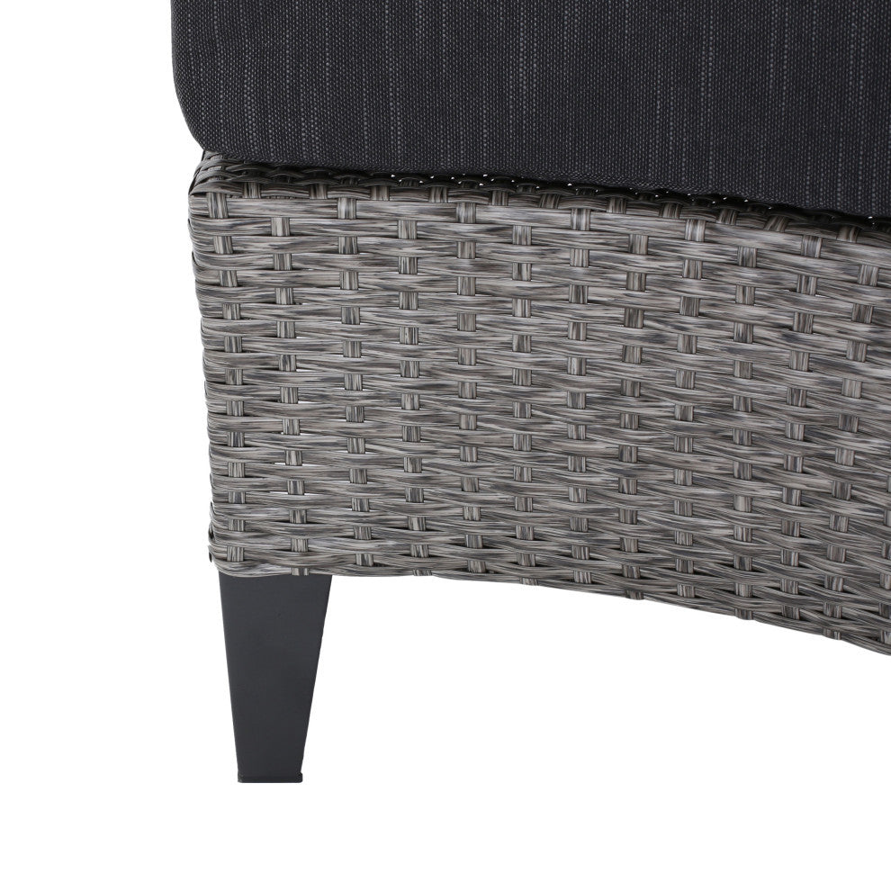 Erin Outdoor Round 4 Seater Wicker Sectional Set With Fire Pit