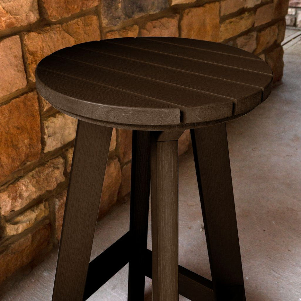 Birch Round Bar Height Stool, Weathered Acorn
