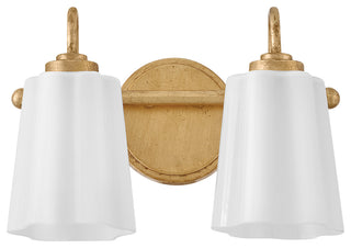 Lark Honey Small Two Light Vanity, Distressed Brass
