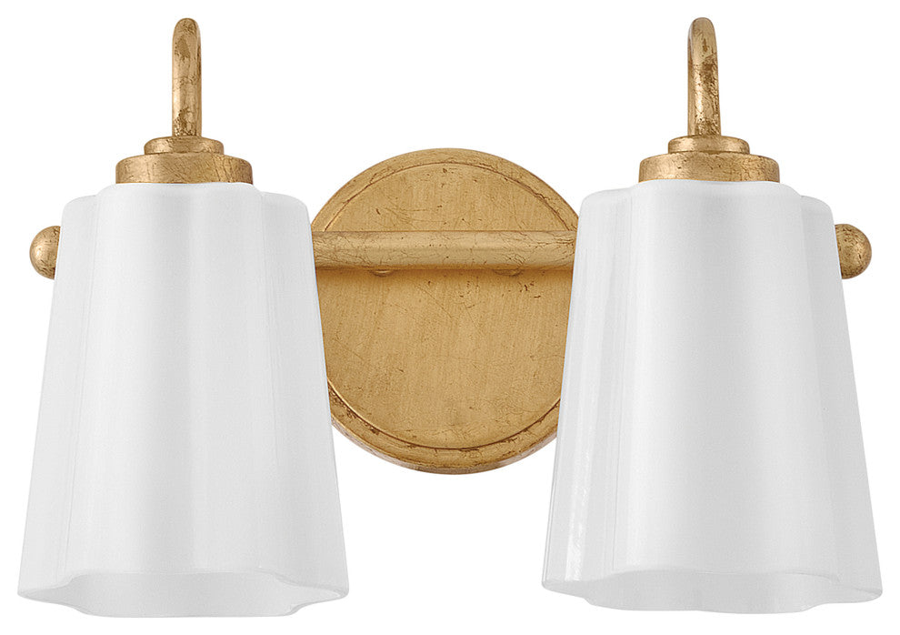 Lark Honey Small Two Light Vanity, Distressed Brass