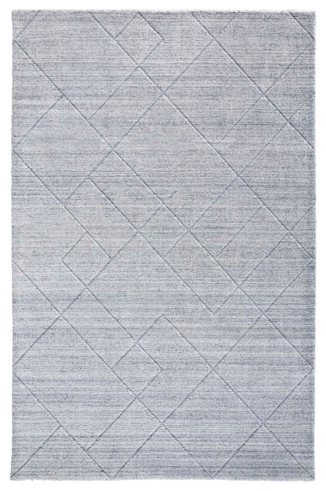 Weave & Wander Tatem Minimal Viscose Rug, Blue/Gray, 2' X 3'