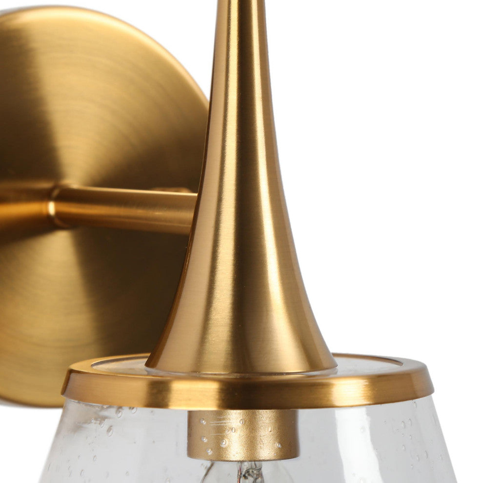 LNC 6" W 1-Light Polished Gold with Seeded Glass Modern Wall Sconce