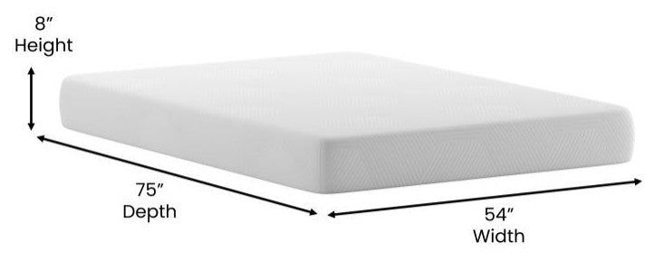 Jasmine Charcoal & Green Tea Cooling Gel Memory Foam 8" CertiPUR-US Mattress, White, Full