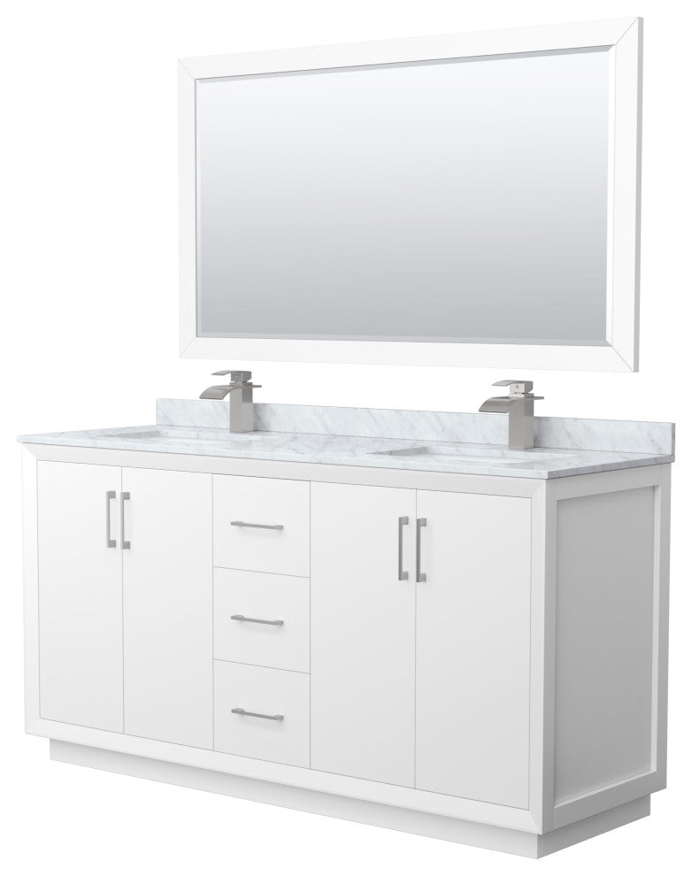 Wyndham WCF414166DWHCMUNSM58 Strada 66 Inch Double Bathroom Vanity in White