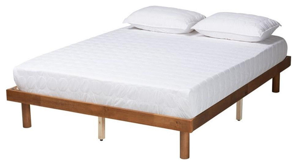 Winston Walnut Brown Finished Wood Queen Size Platform Bed frame