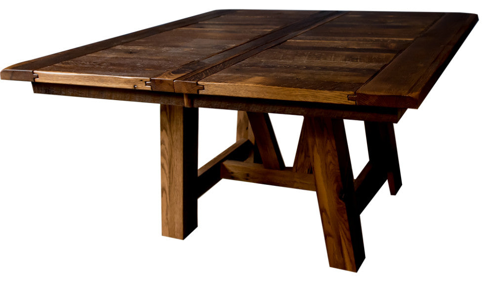 Hawthorne Reclaimed Barnwood Square Table, Natural, 72x72, 4  Leaves