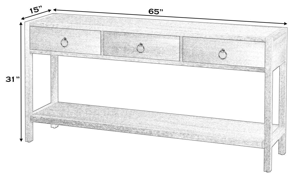 Lark 3-Drawer 65" Console Table, White