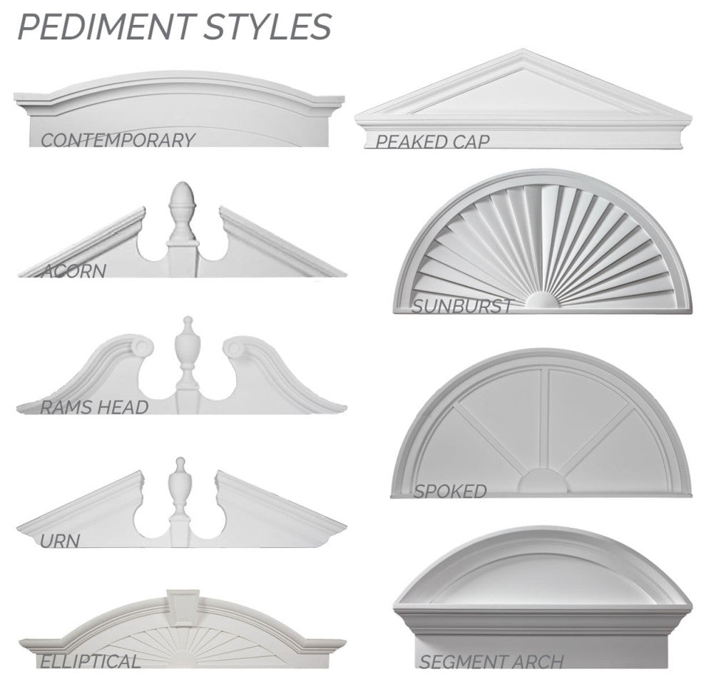48"W x 11"H x 2"P Half Round Sunburst Pediment