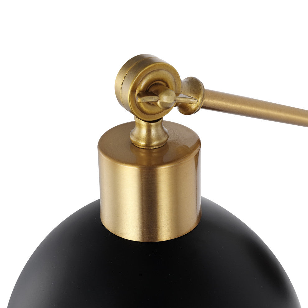 Lisa Swing Arm 1-Light Modern Midcentury Iron USB Charging Port LED Sconce, Blac