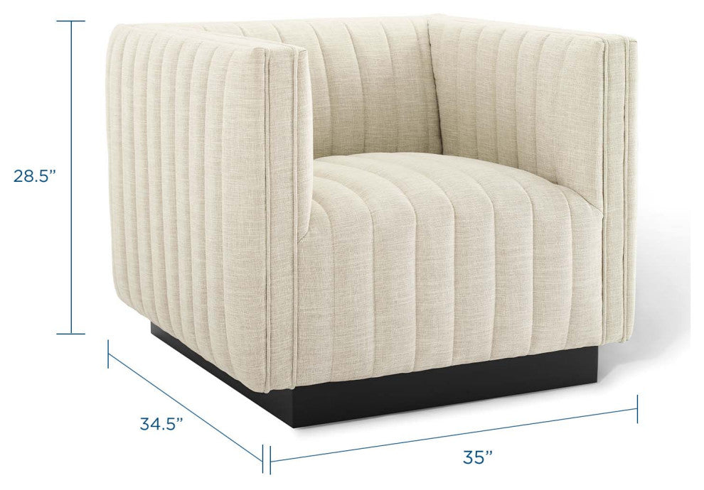 Tufted Armchair Accent Chair, Fabric, Beige, Modern, Living Lounge Hospitality