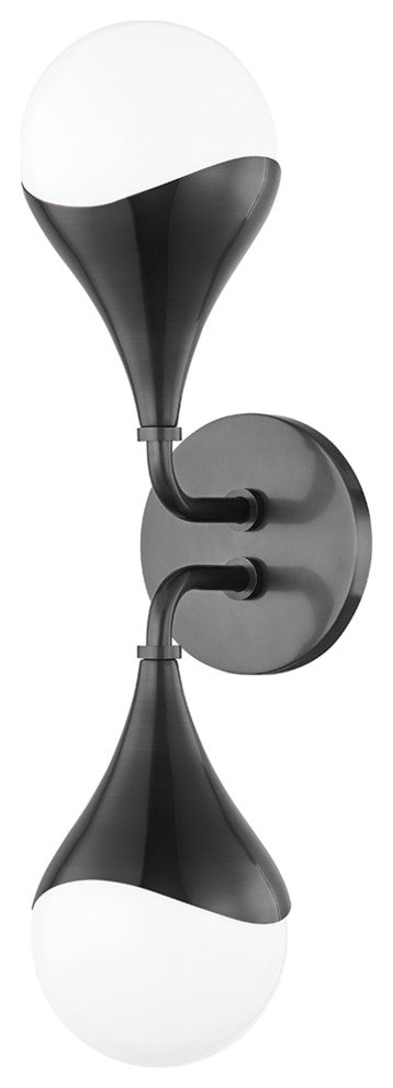 Ariana 2-Light LED Bath Bracket, Old Bronze, Opal Glossy Glass