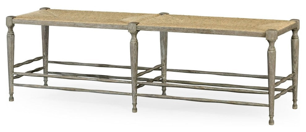 French Provincial Grayed Oak Bench